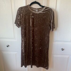 Silver Crushed Velvet Shirt Dress